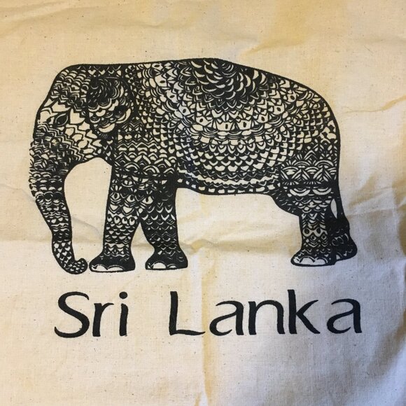 NWOT Sri Lanka Elephant Illustrated Cloth Tote Book Bag - Picture 2 of 5